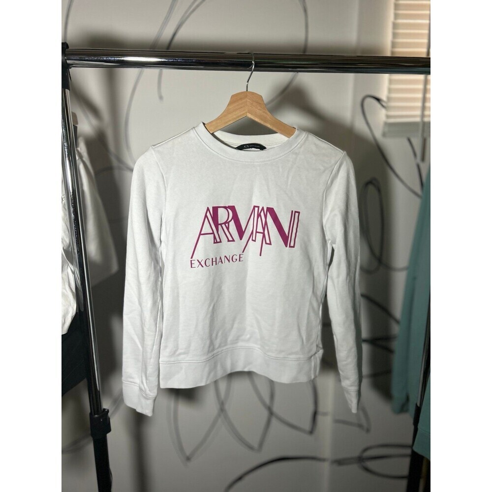 Armani Exchange White Graphic Sweatshirt Pullover, XS